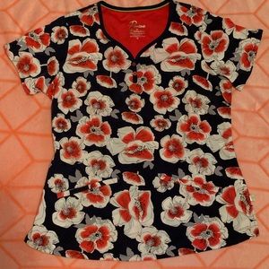 Healing Hands floral scrub top